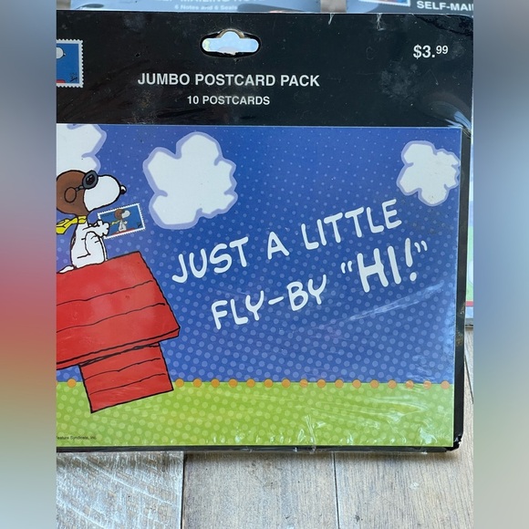 Hallmark vintage Snoopy jumbo postcard, pack, and 2 packages self mailing notes - Picture 2 of 4